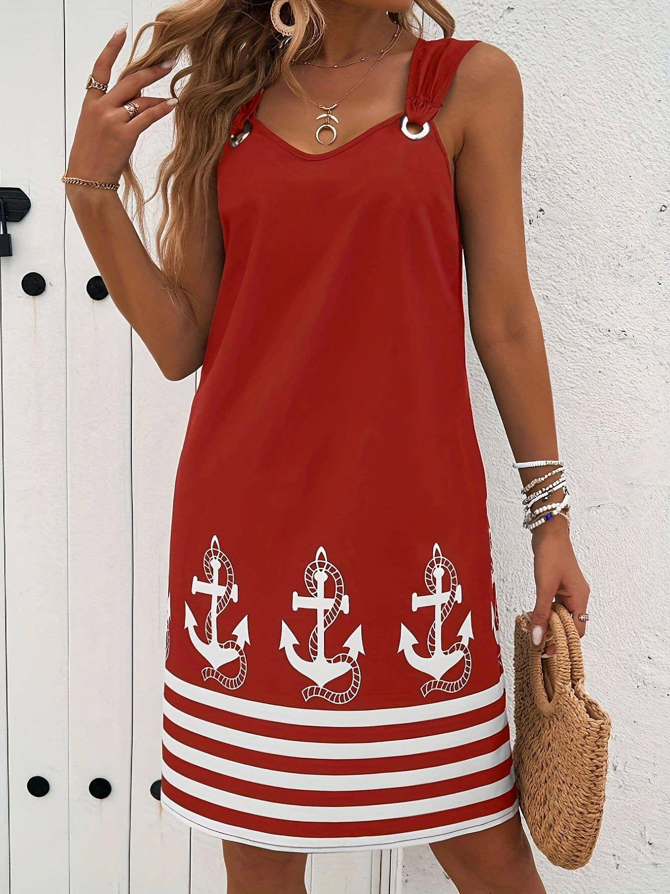 Rosa Clothing - Casual Ethnic Style V-neck Camisole Dress