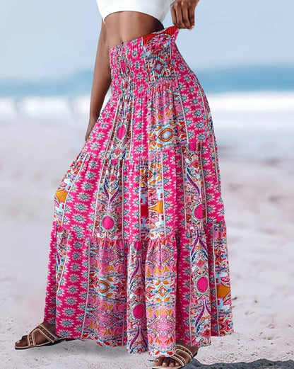 Rosa Clothing - Swing Style Bohemia Ethnic Floral maxi skirt