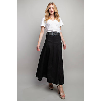 Sweet Generis - LINEN MAXI FLARE SKIRT with TRIM BELT