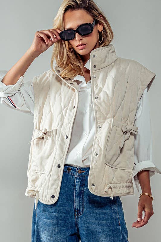Urban Daizy - FRESH AIR QUILTED VEST : PINK / S-2/M-2/L-2