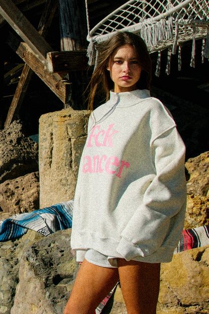 BUCKETLIST INC - IT2594-FCKCANCER Reversible Mock-Neck Sweatshirt