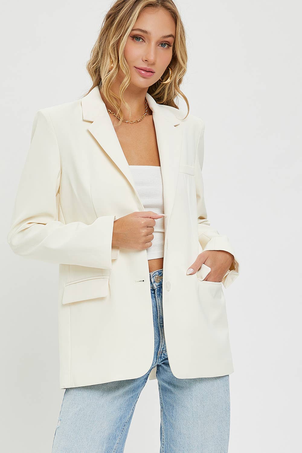 SW1553 OVERSIZED JACKET/BLAZER: BLACK / M