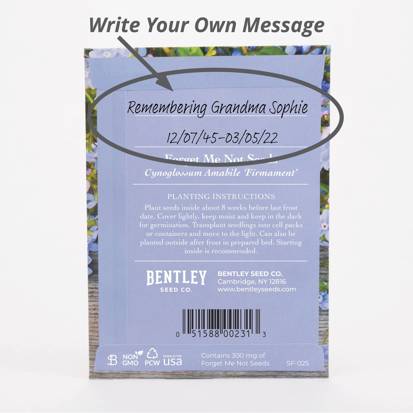Bentley Seed Co. - Seeds of Remembrance Memorial - Forget Me Not Seed Packets