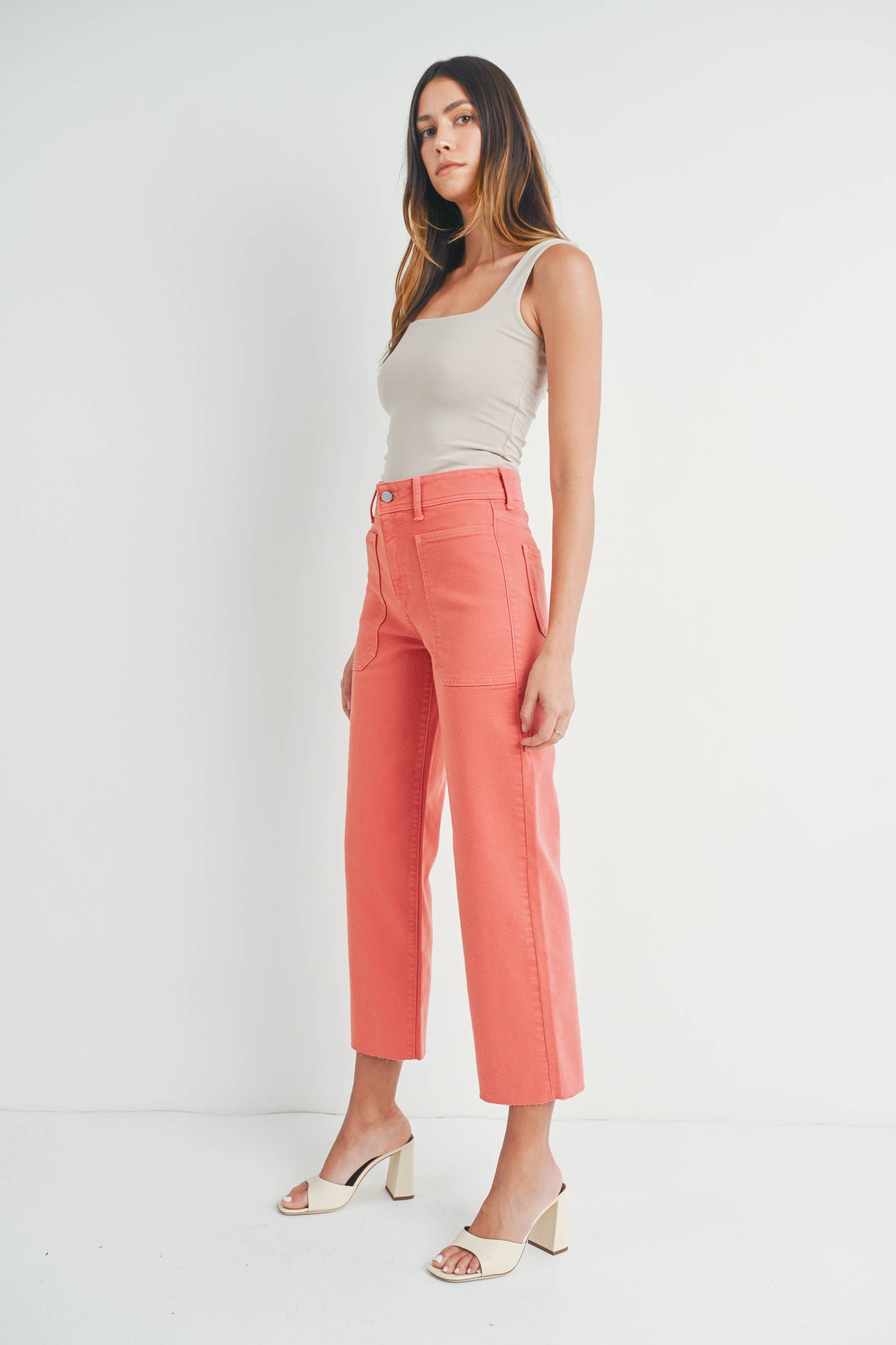 JUST BLACK DENIM - BP353J - LT MAUVE - High Rise Utility Wide Leg