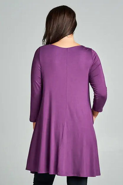 BJ's Closets - Plus Size Solid Jersey Tunic Dress Violet: 3X