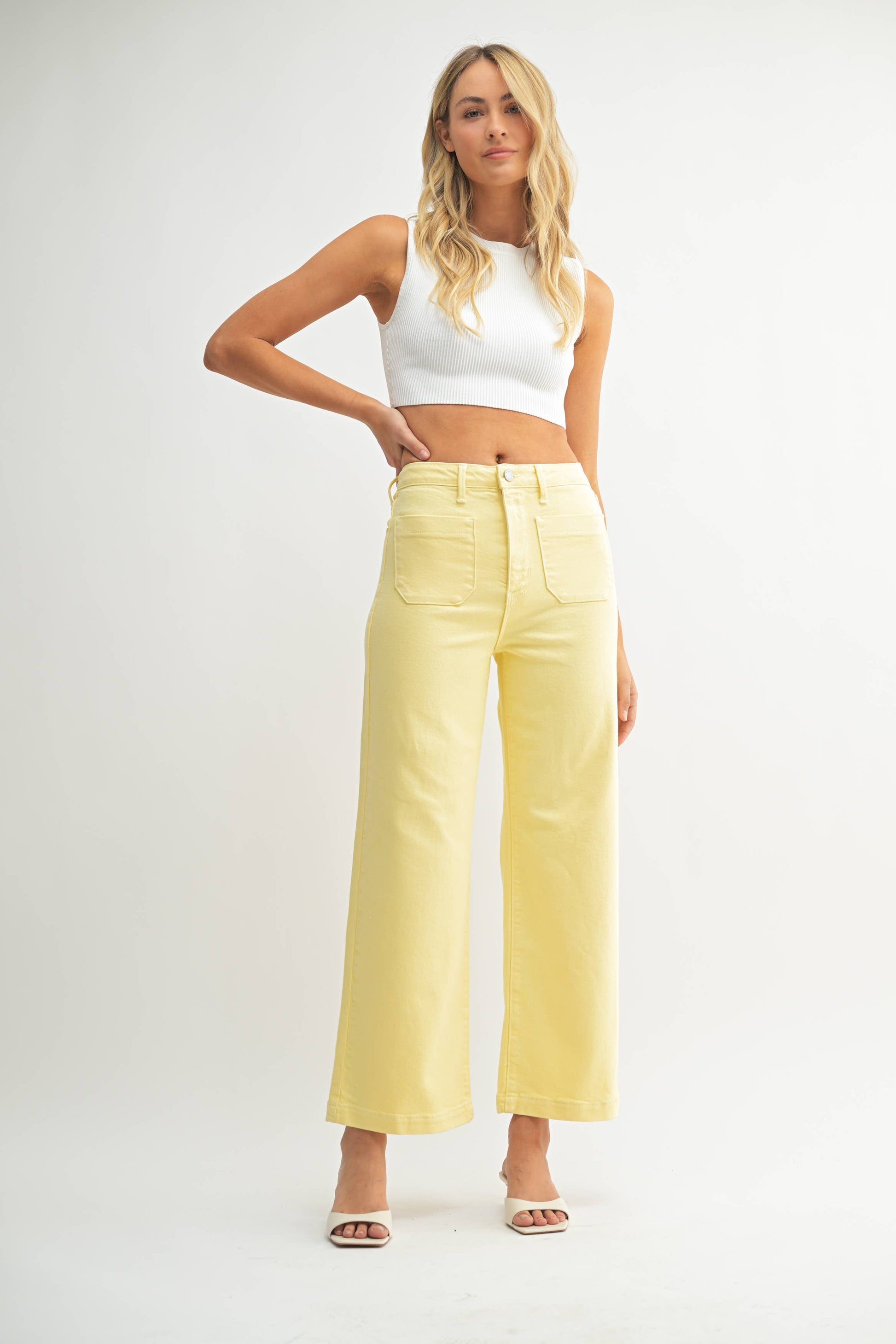 SUNSHINE - Patch Pocket Wide Leg - JUST BLACK DENIM - BP433J