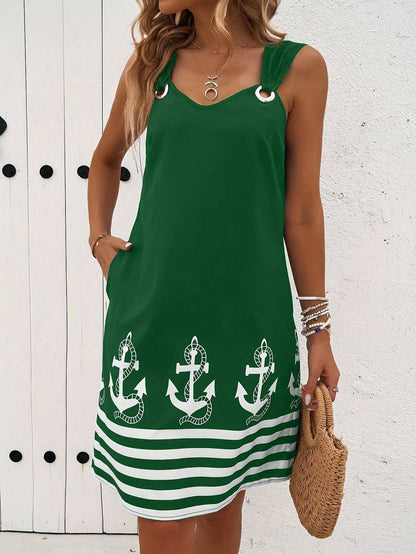 Rosa Clothing - Casual Ethnic Style V-neck Camisole Dress