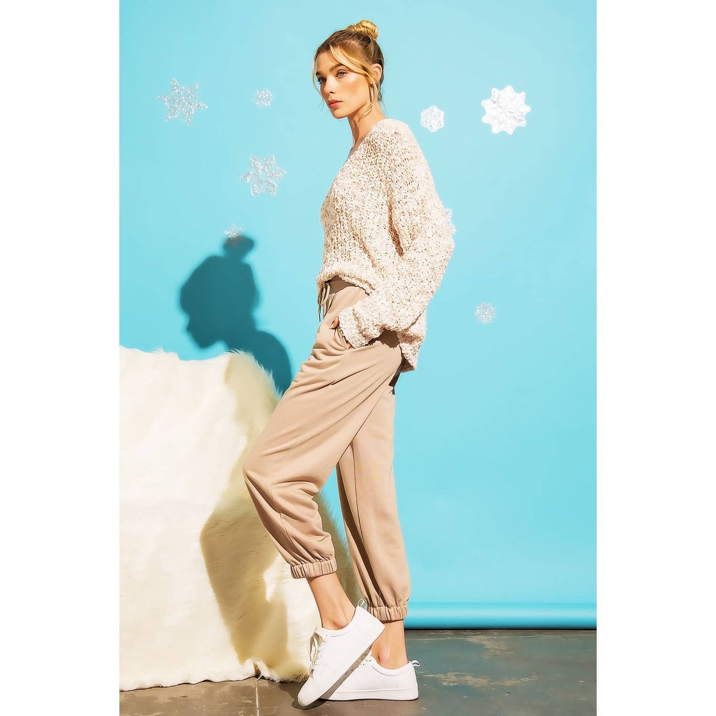 Sweet Generis - LOOSE POPCORN KNIT BOAT NECK PULLOVER