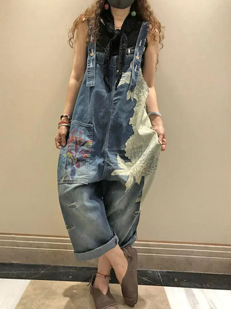Serenity Collective - Denim Luxury Bleached Overall Jumpsuit