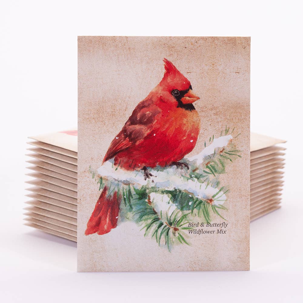 Bentley Seed Co. - Snowy Cardinal Holiday Gift Tag - Wildflower Mix Seed Packet