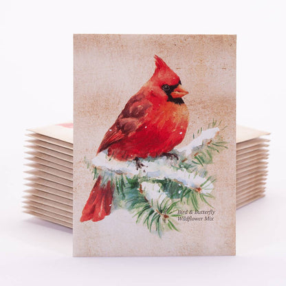 Bentley Seed Co. - Snowy Cardinal Holiday Gift Tag - Wildflower Mix Seed Packet