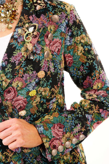 Aratta - Enchanted Nature Jacquard Coat: Night Floral / L