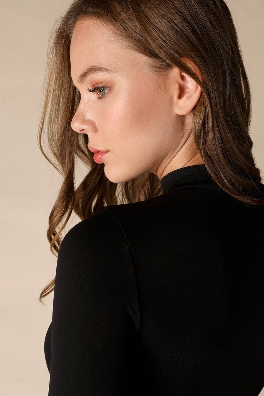 NIKIBIKI - NS7606 - Mock Neck Crop Top: 6 Black