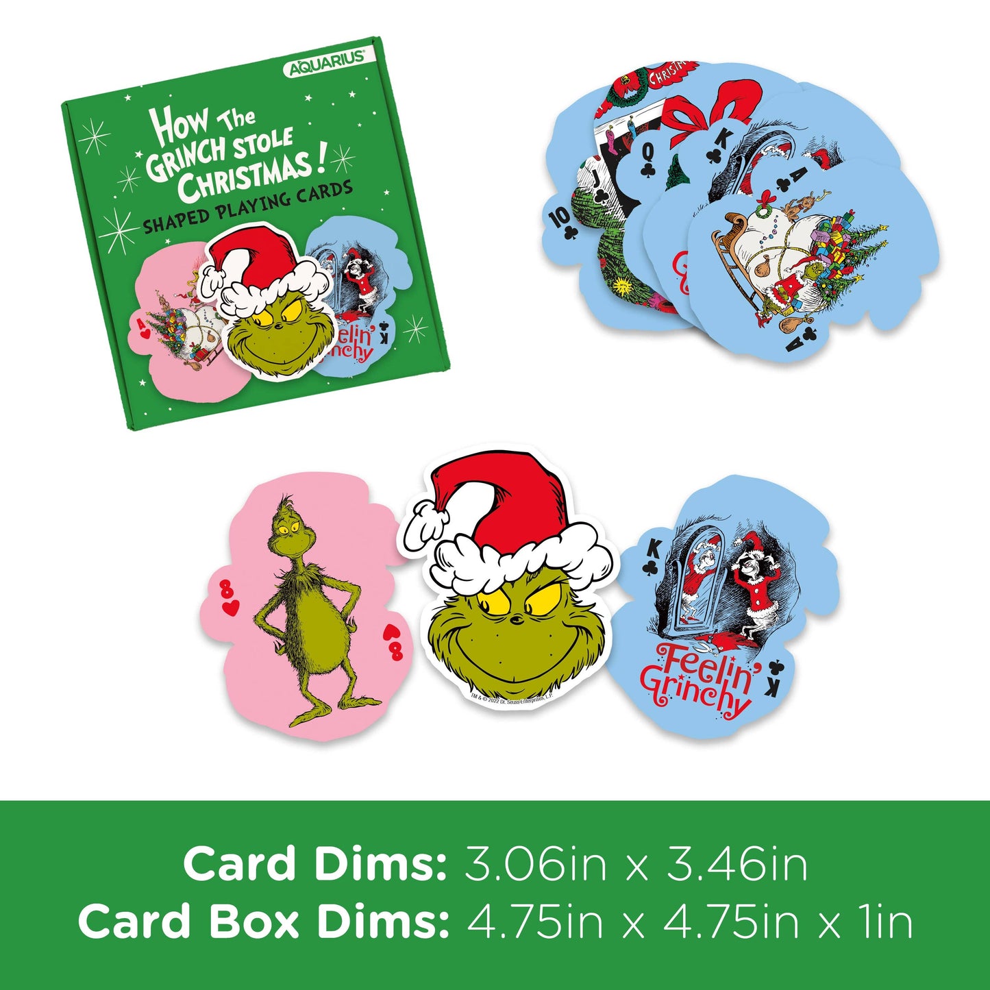 AQUARIUS, GAMAGO, ICUP, & ROCK SAWS by NMR Brands - The Grinch Christmas Shaped Playing Cards