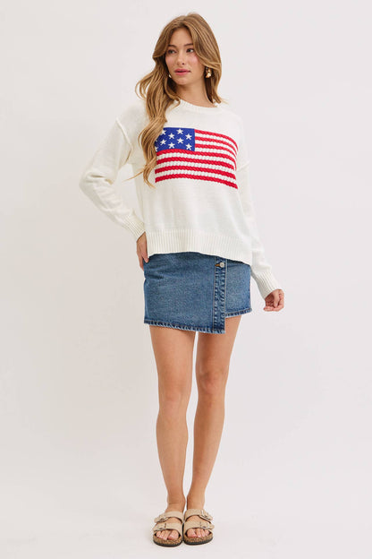 Sweet Lovely by Jen - AMERICAN FLAG SWEATER TOP