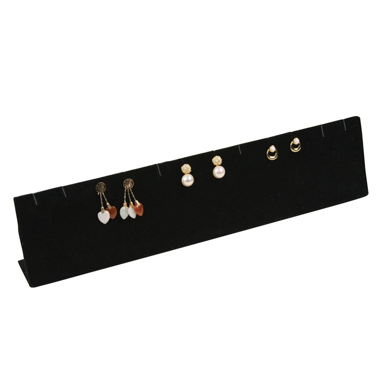 Zakka - Earring Pendant Slot Display Stand 12"L Velvet / Leather: White Leather