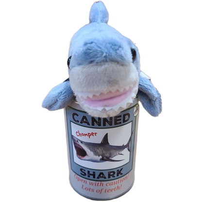Canned Gifts - Canned Shark | Stuffed Animal Plush w/Jokes | Unique Gift