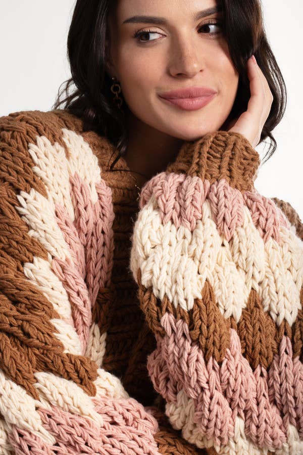 SAACHI - Camila Cropped Knitted Cardigan: Black & White