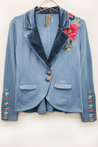 Aratta - Elise Embellished Blazer: Vintage Blue / M