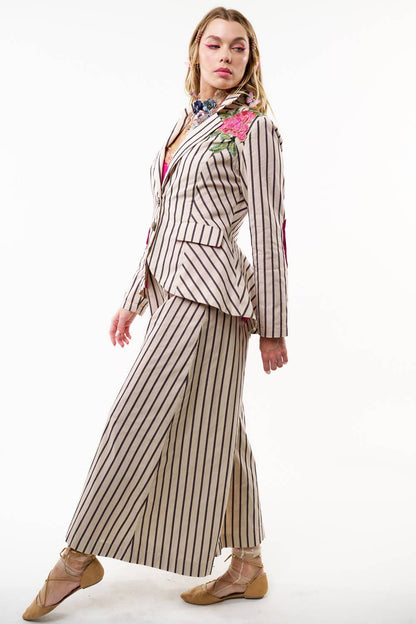 Aratta - Derby Princess Stripe Blazer: Cream Stripes / M