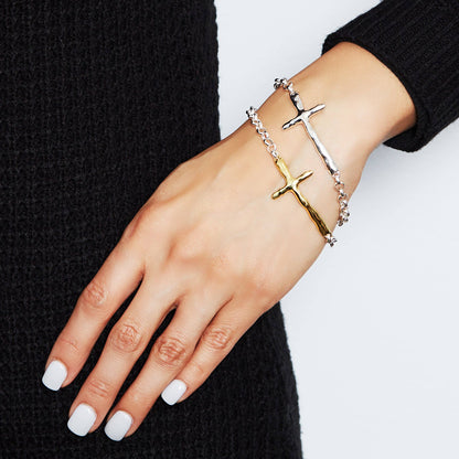 In Good Faith - Silpada Organic Cross Bracelet in Sterling Silver