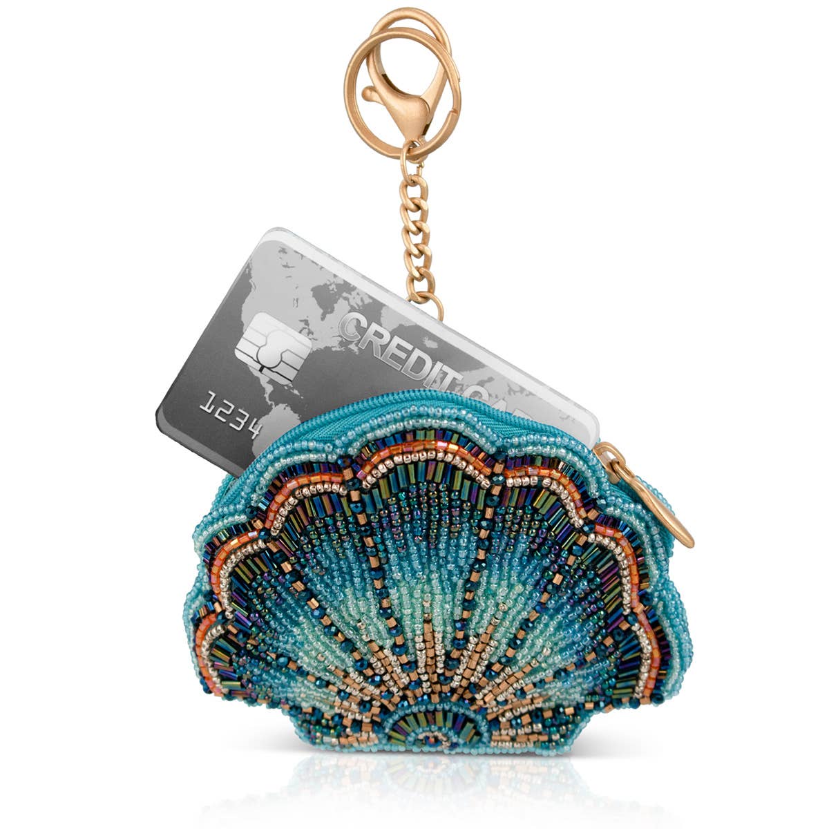 Mary Frances Accessories - Blue Cove Sea Shell Beaded Coin Purse