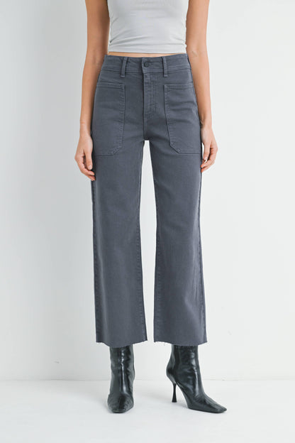 JUST BLACK DENIM - BP353J - CHARCOAL - High Rise Utility Wide Leg