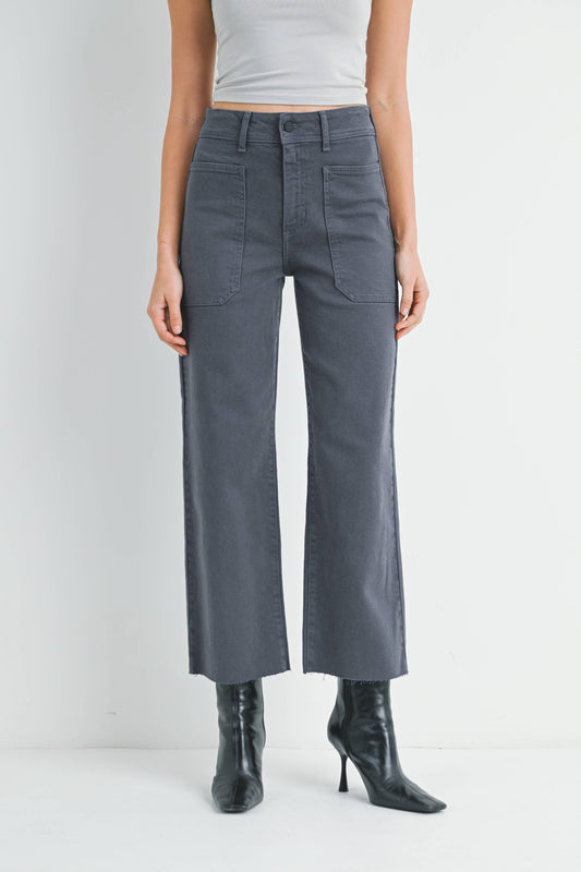 JUST BLACK DENIM - BP353J - CHARCOAL - High Rise Utility Wide Leg