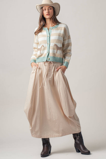 Urban Daizy - Balloon Hem Drawstring Maxi Skirt