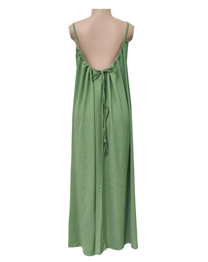 Rosa Clothing - Boho Beach Backless Tie Multi Color Cami Dress