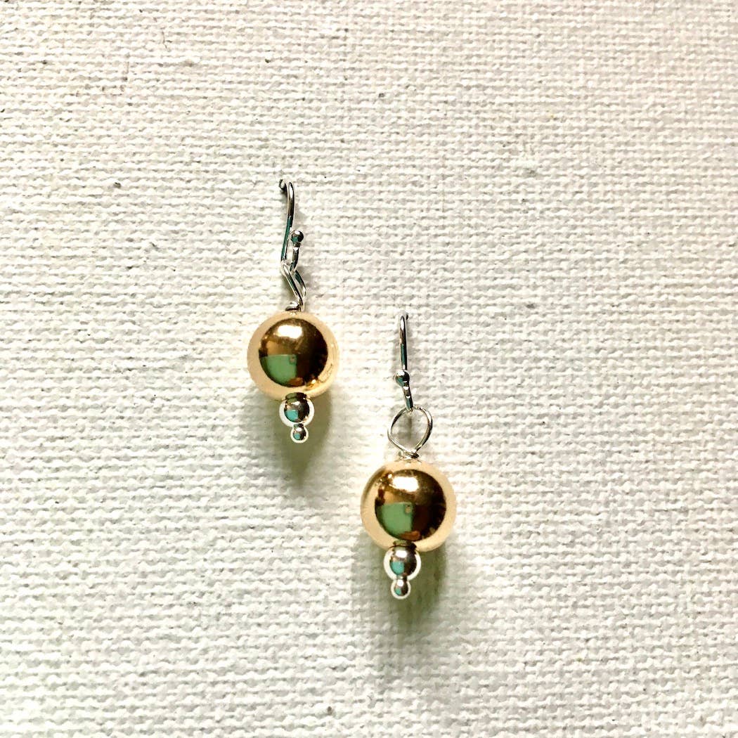 Jackie Gallagher Designs - Handmade Coastal Jewelry - Ball Collection Earring, Silver/Gold