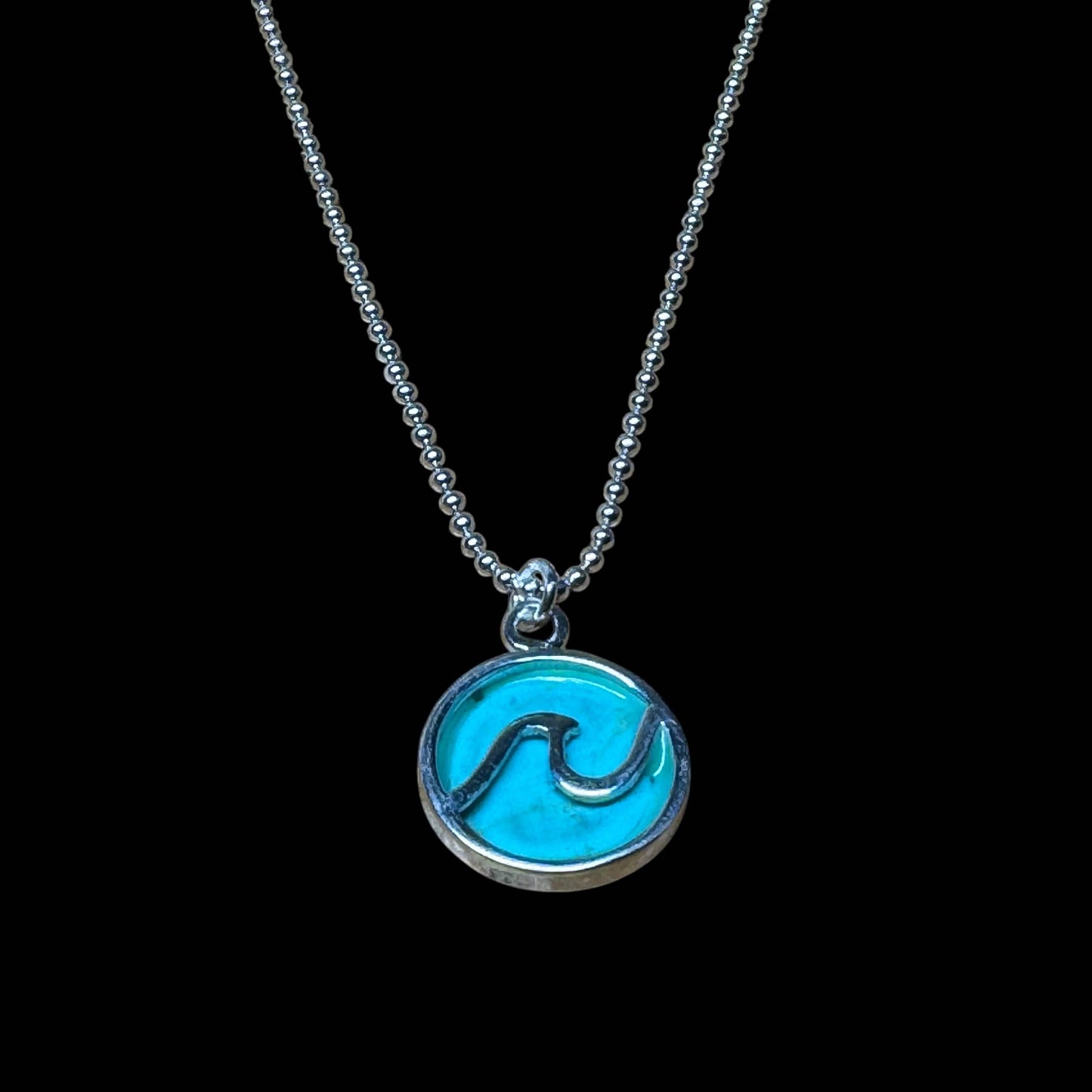 Jackie Gallagher Designs - Handmade Coastal Jewelry - Turquoise Wave Necklace, 16" sterling silver