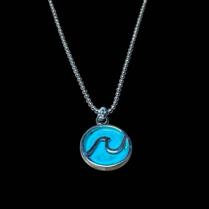 Jackie Gallagher Designs - Handmade Coastal Jewelry - Turquoise Wave Necklace, 16" sterling silver
