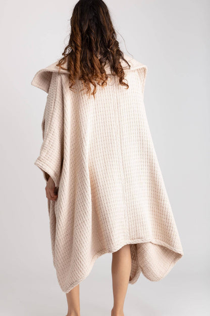 SAACHI - Comfy Oversized Waffle Knit Collared Jacket