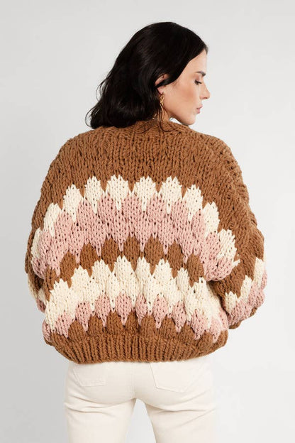 SAACHI - Camila Cropped Knitted Cardigan: Black & White