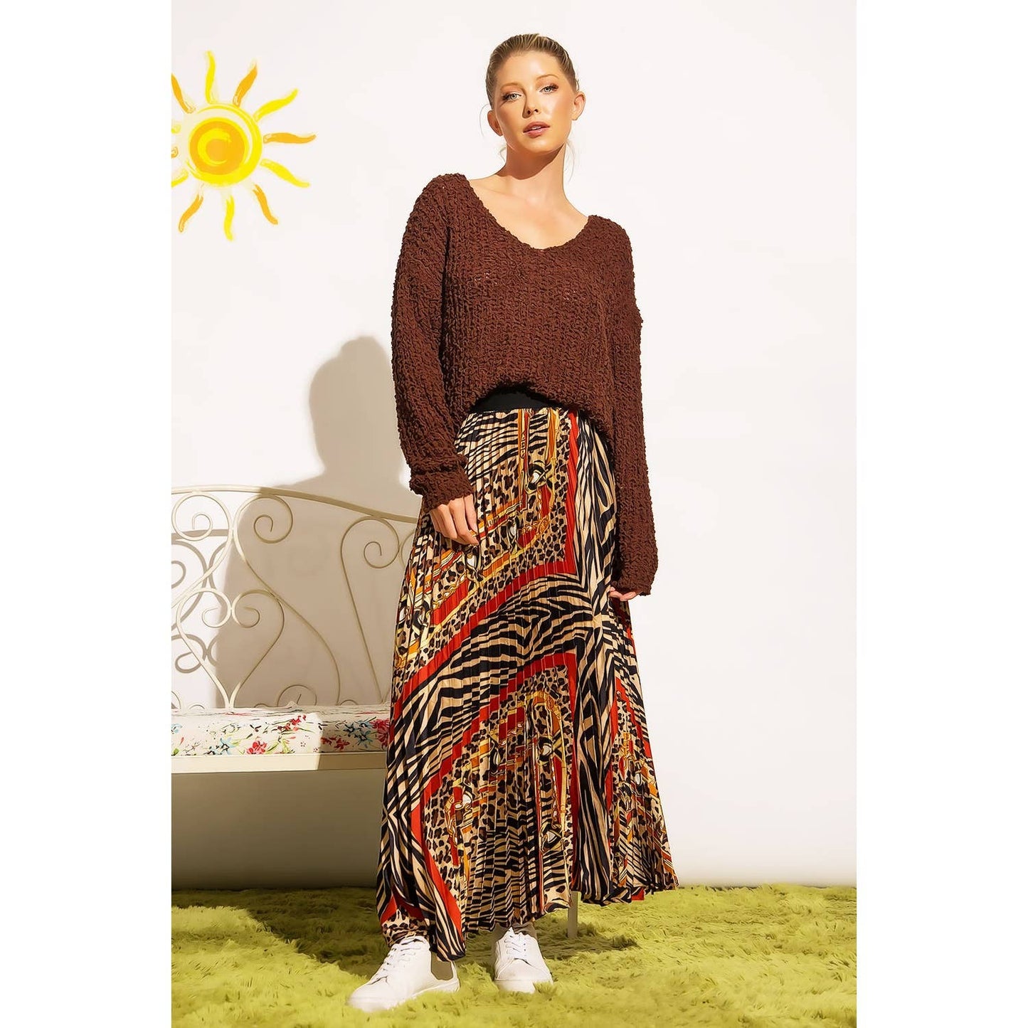 Sweet Generis - LOOSE POPCORN KNIT BOAT NECK PULLOVER