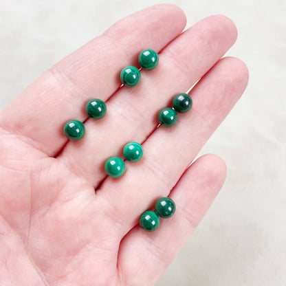 Ewelina Pas Jewelry - Silver 6mm Malachite Orb Stud Earrings