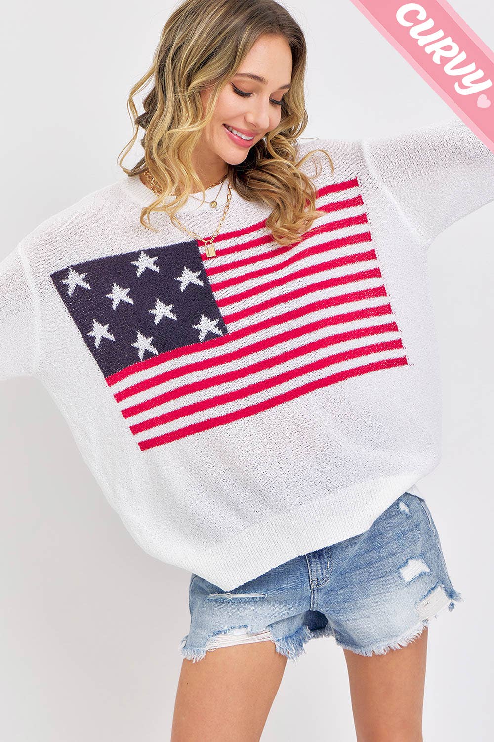 Sweet Lovely by Jen - PLUS SIZE 4TH OF JULY STARS AND STRIPES AMERICAN FLAG
