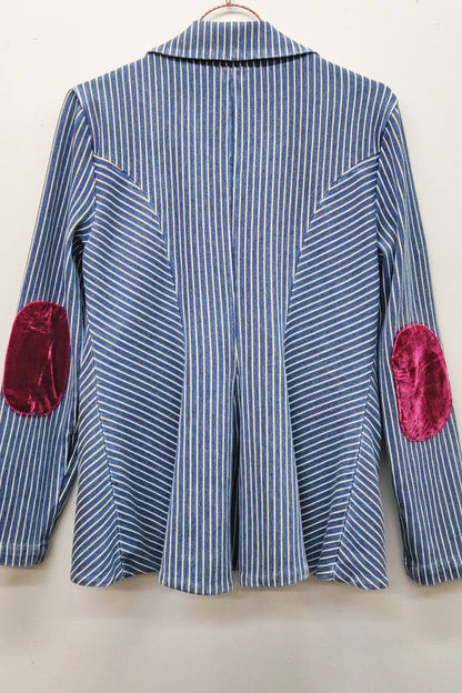 Aratta - Alaia Stripe Denim Blazer: Denim Stripe / L