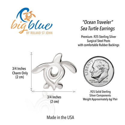 Big Blue by Roland St John - Roland St John's Ocean Traveler Turtle Stud Earrings