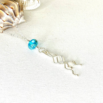 Jackie Gallagher Designs - Handmade Coastal Jewelry - Jellyfish Necklace: Koi(Blues)