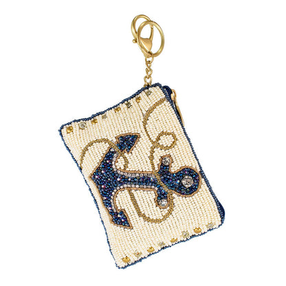 Mary Frances Accessories - Hooked Up Beaded Blue Anchor Sailor's Coin Purse