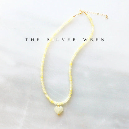 The Silver Wren - Soft Yellow Beaded Necklace