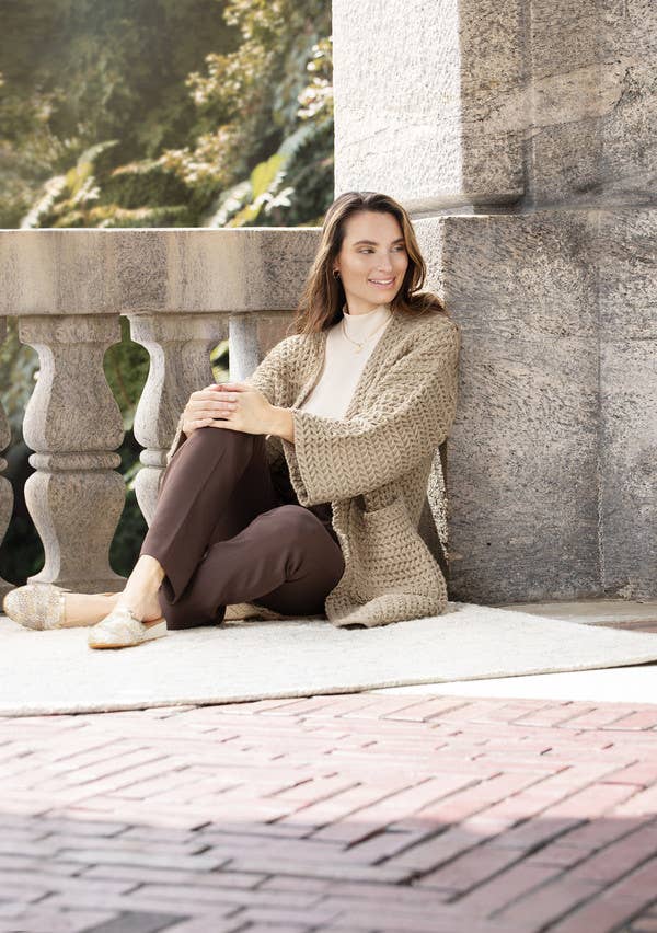 SAACHI - Long Sleeve Kimono Cable Knit Cardigan