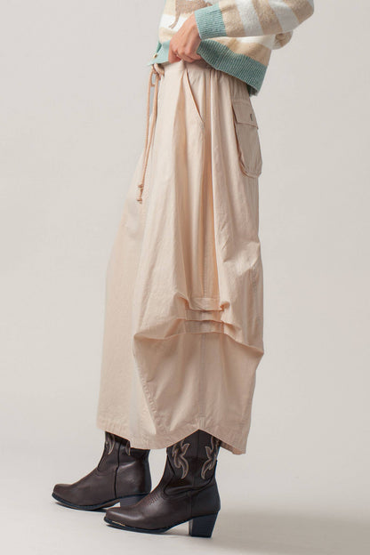 Urban Daizy - Balloon Hem Drawstring Maxi Skirt