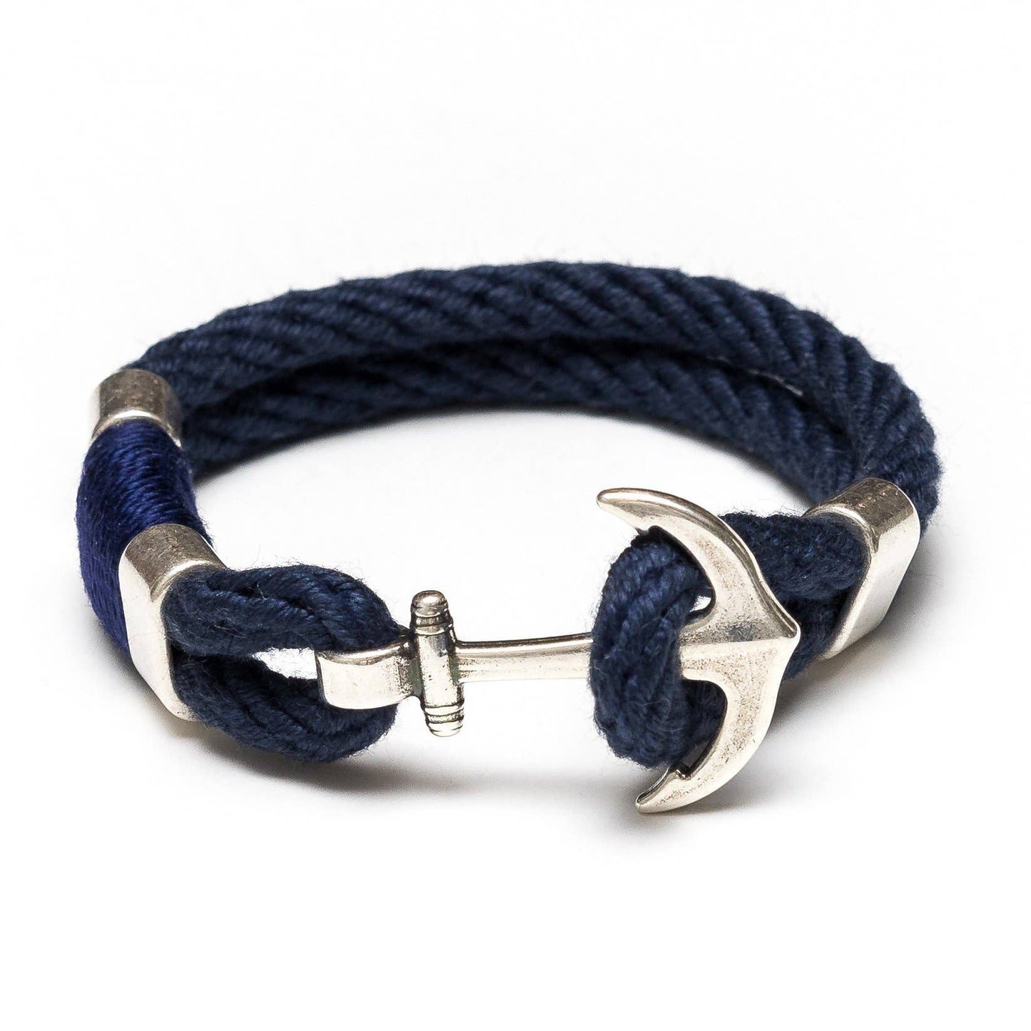 Allison Cole Jewelry - Waverly - Navy/Navy/Silver - Nautical Rope Anchor Bracelet: XS