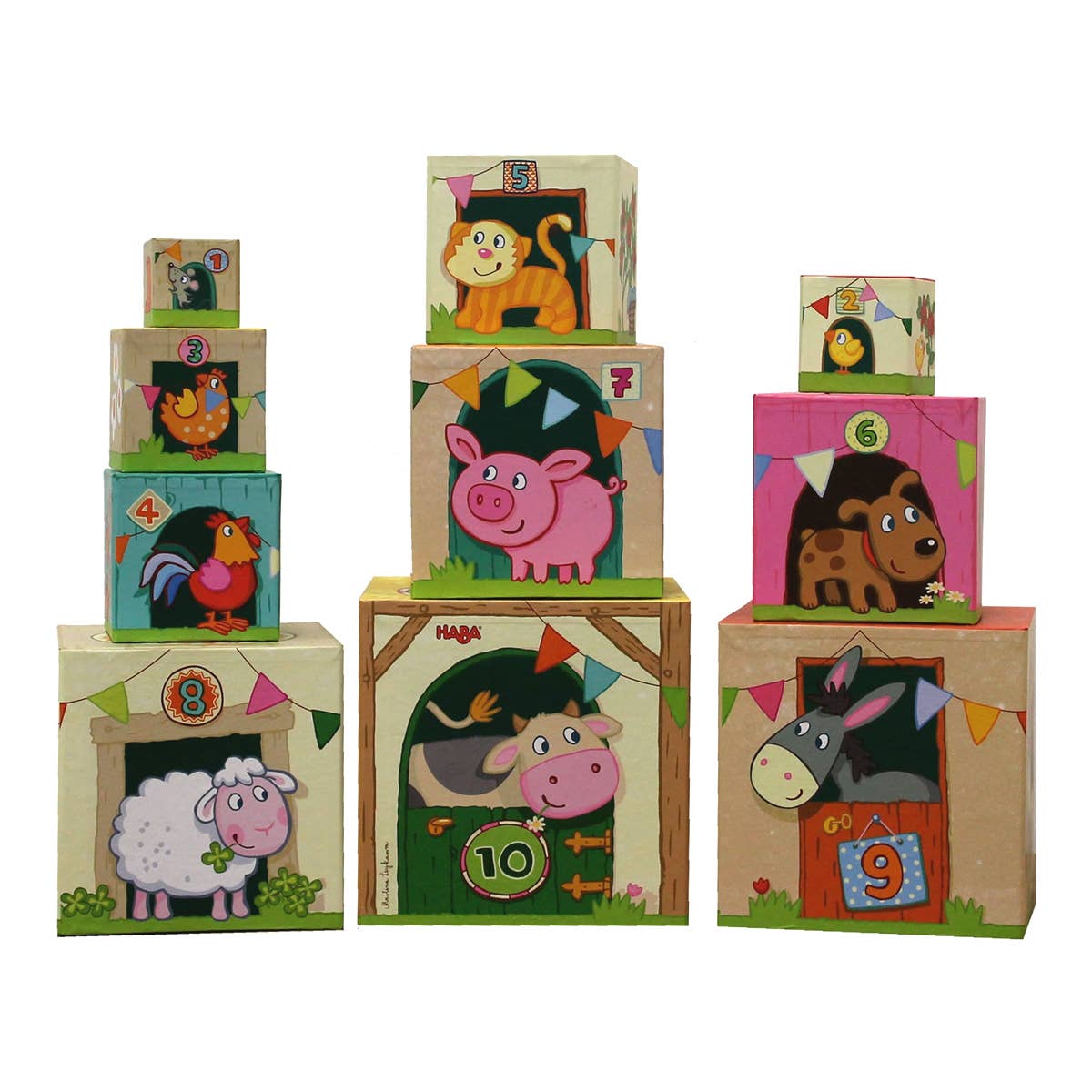 HABA USA - On The Farm Stacking Cubes