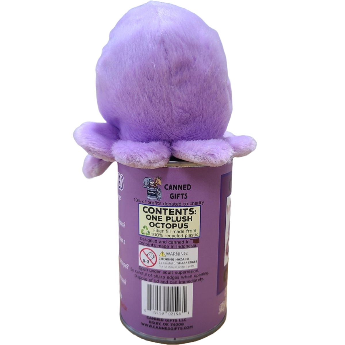 Canned Gifts - Inky the Canned Octopus - Eco-Friendly Plush w/Jokes