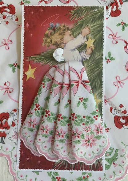 MOMENTS IN THYME - Christmas Angel Hankie Greeting Card