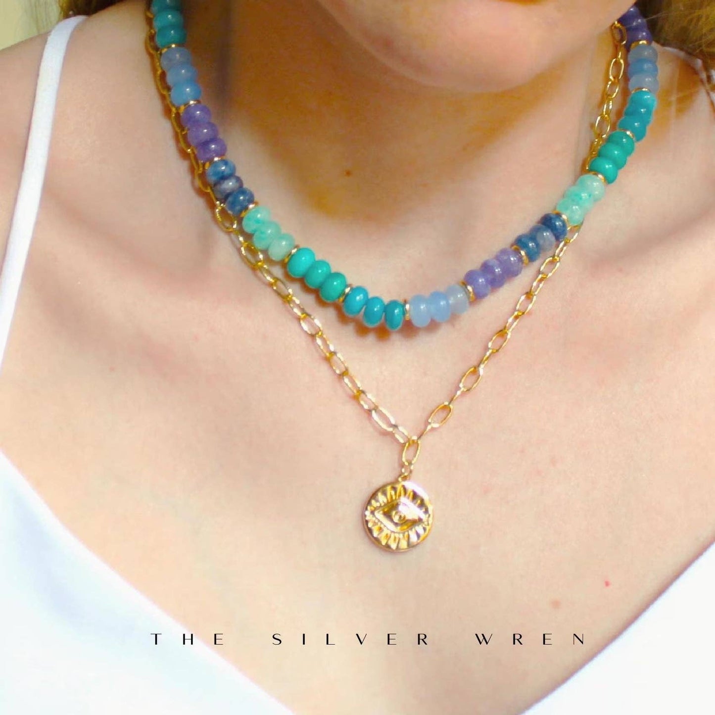 The Silver Wren - Ocean Stone Necklace